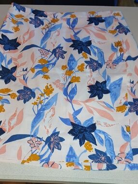 J. Crew Floral Pencil Skirt in Navy, Light Blue, Pink & Mustard